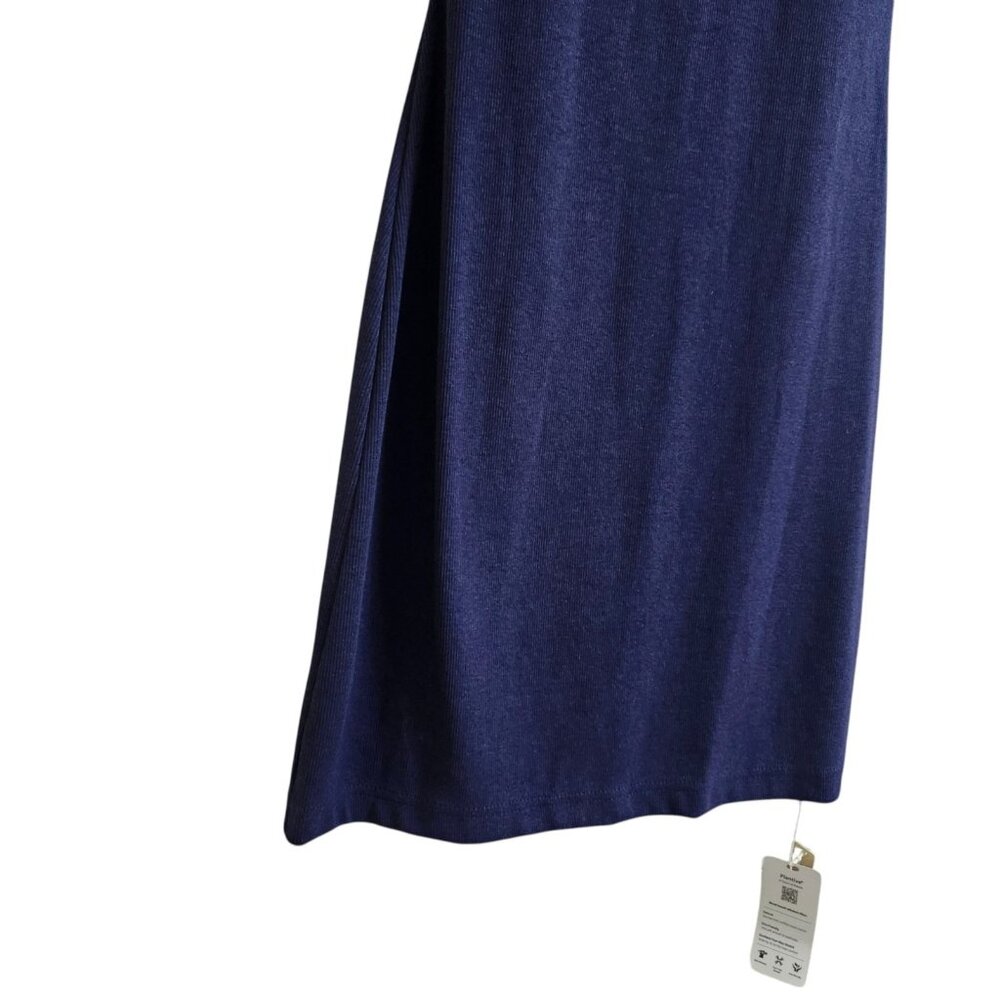 OGL MOVE Plantive Ribbed Cotton Crewneck Short Sleeve Brami Dress Navy Blue S - Picture 11 of 16